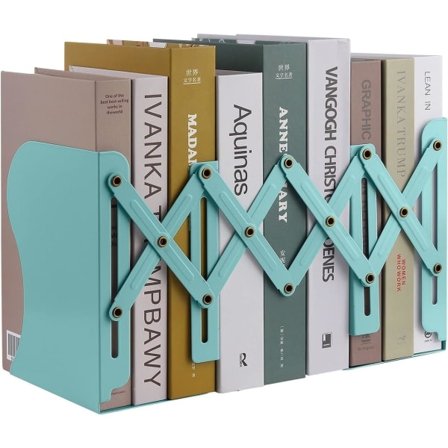 Expanderbara bokstöd i metall, (turkos)