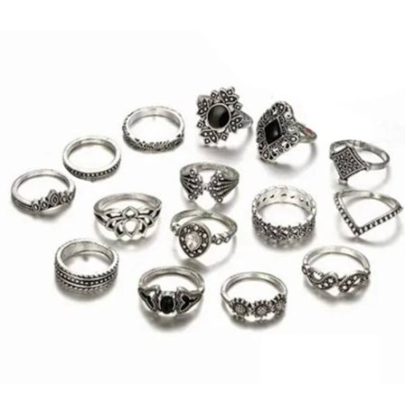 15 st vintage metallringar fingerledringar ihålig design dekorativa ringar för män och kvinnor