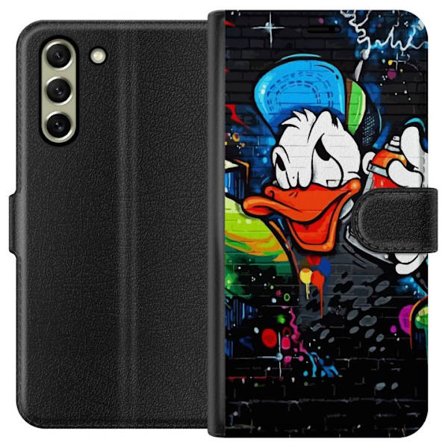 Kompatibelt Plånboksfodral till Samsung Samsung Galaxy S21 FE 5G Kalle Anka Graffiti Disney Design Roligt Barn Motiv Färg Grafisk Populär Serie Iko