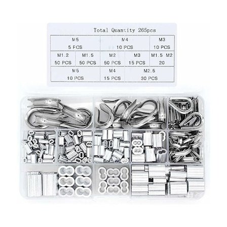 265 st aluminiumtrådsrep och kabelskor och crimphylsor kit