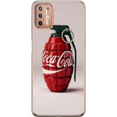 Kompatibel Mobilcover til Motorola Motorola Moto G9 Plus Kunstnerisk illustration af Coca Cola granatæble i rødt og grønt, pop art inspireret motiv