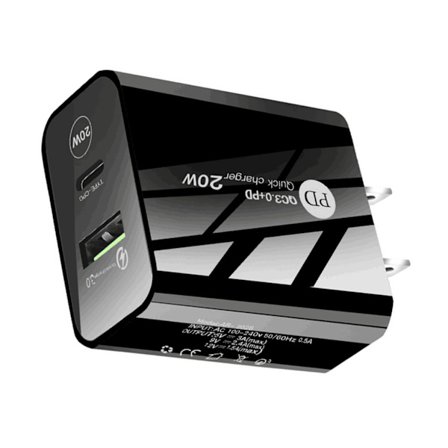 Bærbar 20W PD USB TypeC Ladeblokk Dobbel Port Ladeadaptere Bærbare Hurtigladere for Mobile Enheter