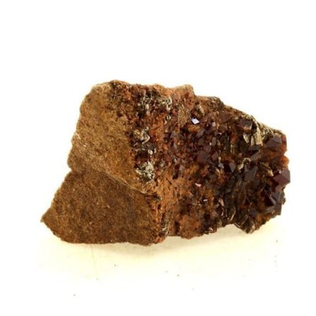 Stenar och mineraler. Hessonite granat + klinoklor. 111,50 cent. Nonza, Haute-Corse, Frankrike.