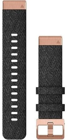 Garmin QuickFit 20 mm Watch Band Hthr Black Nylon with Rose Gold
