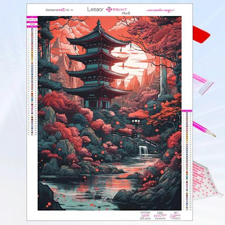 Manga Landskap Diamantmålning Japansk Kultur Tempel Serie Full Rhinestone Mosaik Broderi Korsstygnsats Heminredning 5D YY3087 Round 50x70