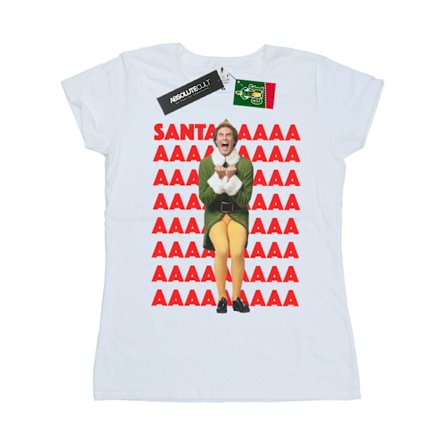 Elf Dam/Kvinnor Buddy Santa Scream Bomull T-shirt XXL Vit