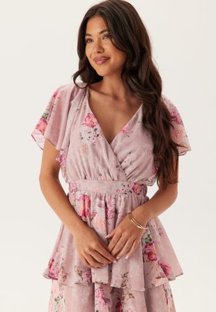 Goddiva - Floral Flutter Tiered Midi Dress - XL (UK16)