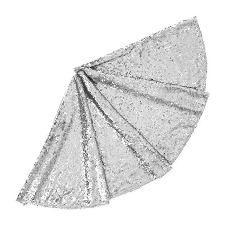 Juletræsskørt, Lille 36 Tommer Sequin Træskørt til Træglans Juletræsmåtte til Julepynt Sølv