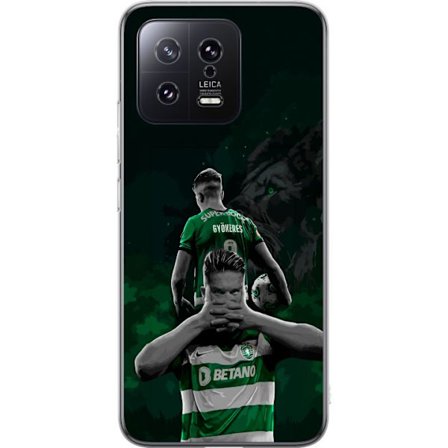 Kompatibel Mobilcover til Xiaomi 13 Neonmotiv med teksten "Gaming er i mit DNA" på en blå og rød murvæg med en lysende DNA-spiral.