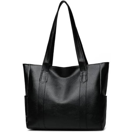 Dame Tote Tasker Dametasker Skuldertaske Enkel PU Læder Top Håndtag Håndtasker Arbejde Skole Shoppingtasker til Kvinder med Lynlås og Indvendig Lomme 