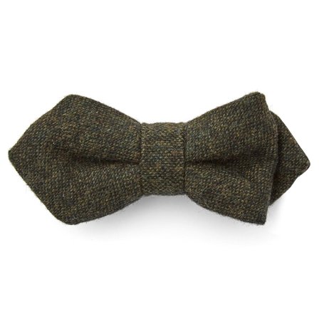 Dark Green Wool Pointy Pre-Tied Bow Tie for Men - Pre-tied bow ties