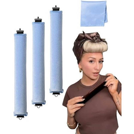 4-delar Värmefri Hårcurler Hårrullar för att locka håret utan värme med Krok, Skonsamma Hårvårdsrullar utan Värme