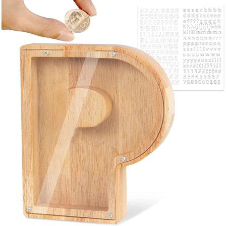 Barne-sparegris med bokstaver A-Z - Personlig Sparegris Transparent