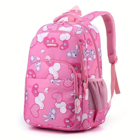 1 stk. Barne Ryggsekk med Kaninprint, Søt Stor Kapasitet Lett Ryggsekk Casual Reise