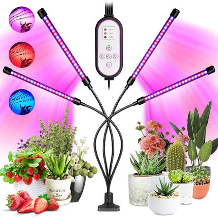 Växtlampor för inomhusväxter, 80 LED Full Spectrum LED växtlampa, lampa med timer