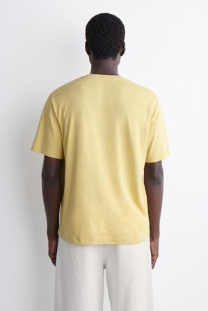 COS Men's Relaxed Cotton-Linen T-Shirt in Yellow