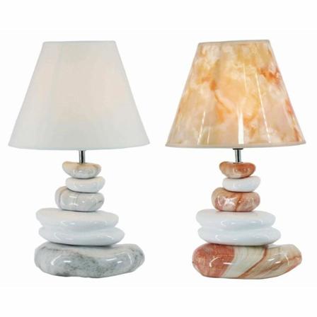 Bordslampa Dkd Home Decor Grå Brun Polyester Stengods (2 Pcs) (2