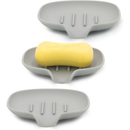 3-pak Silikone Sæbeskål, Selvdrænende Holdere - Hurtig Drænbakke til Brusebad, Badeværelse & Køkken, BPA-fri & Tåler Opvaskemaskine
