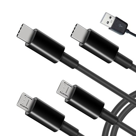 USB till 2 Typ-C+2 mikroladdningskabel Power Laddar effektivt fyra enheter samtidigt med en kabel