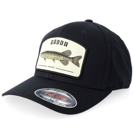 Skillfish - Svart flexfit Keps - Gädda Stor Patch Wooly Combed Black Flexfit @ Hatstore