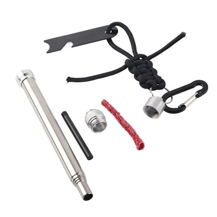 Bærbar utendørs brannstartersett i rustfritt stål Multifunksjon Flint Flintstein Blåserør