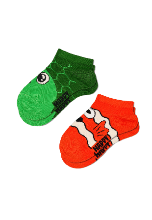 Happy Socks Kids 2-Pack Turtle Low Strumpor Unisex Grön 7-9Y