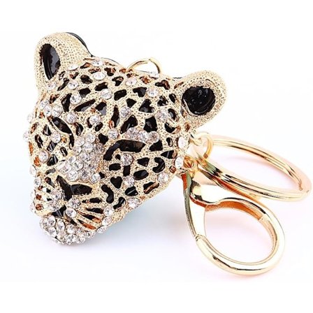 Strass Leopard Nyckelring, Modeberlock för Handväska, Nyckelring Leopard Personlig Handväskeberlock