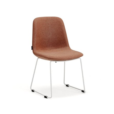 Stol LANGLEY, låg, medstativ, vit/koppar