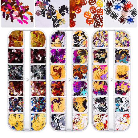 Halloween Glitter Sequin Ark til Harpiks UV Epoxy Harpiks Formfyldning Neglekunst Dekoration DIY Håndværk Smykkefremstilling Fyld TilbehørD