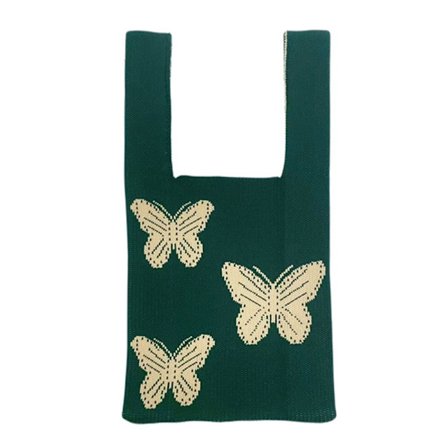 Strikk håndveske Tote Bag MØRKEGRØNN