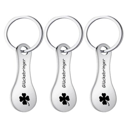 Praktisk indkøbsvognsåbner nøgleringe sæt med 3 robuste rustfrit stål aftagelig mønt mode nøgleholder tilbehør