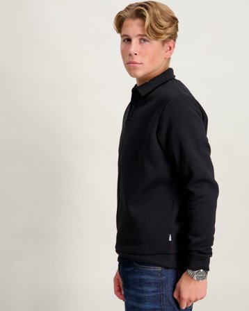 Jack & Jones JJEBRADLEY SWEAT POLO Noir Polos Garçon - Kids Brand Store