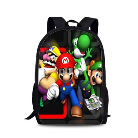 Piirretty reppu, kevyt vedenpit v koululaukku, lahja, 17 tuuman piirretty kannettava reppu (Mario)