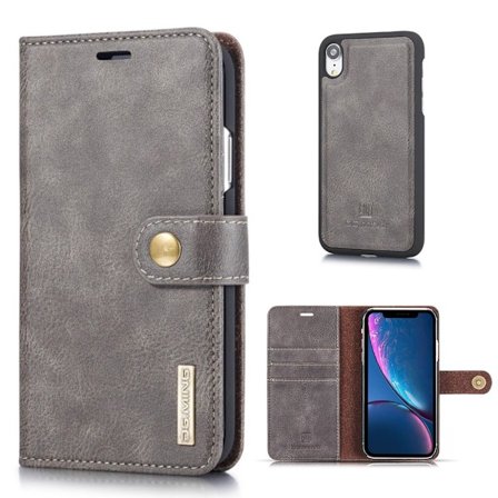 DG.MING iPhone Xr 2-in-1 lompakkokotelo - Harmaa