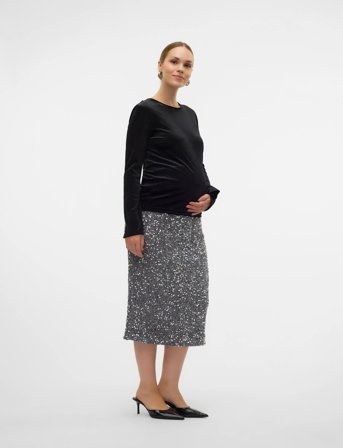 Mamalicious Mlglitter Jrs Skirt Hw - Silver - XS