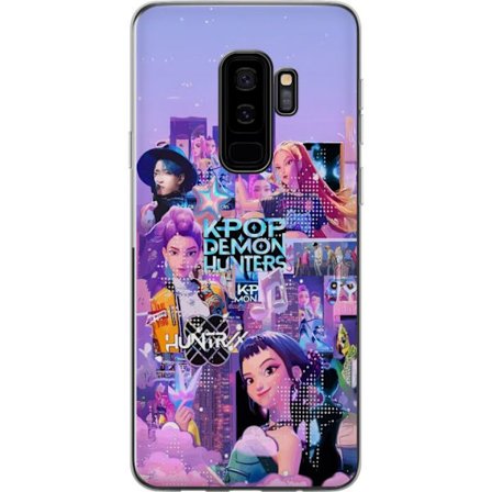 Kompatibel Mobilcover til Samsung Samsung Galaxy S9+ KPop Demon Hunters fødselsdag tema med neon Glad fødselsdag og karakterer i festlig energi og f