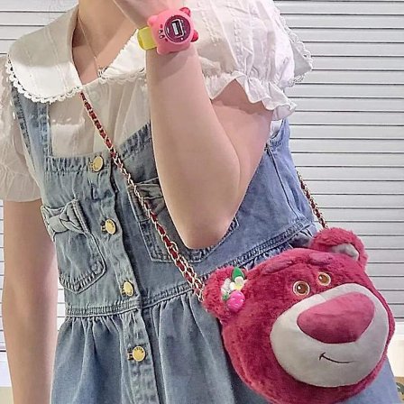 Kawaii Lotso Plys Crossbody Taske Anime Stitch Pooh Bjørn Håndtaske Tegneserie Udstoppet Dukke Sød Kæde Taske Møntpung Legetøj Gave