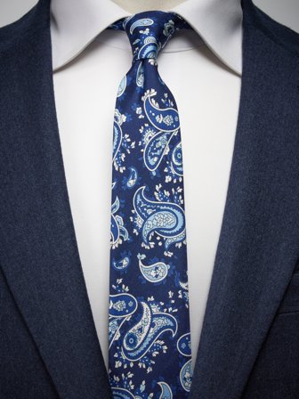 John Henric Men's Blue Tie Paisley Size 6,5