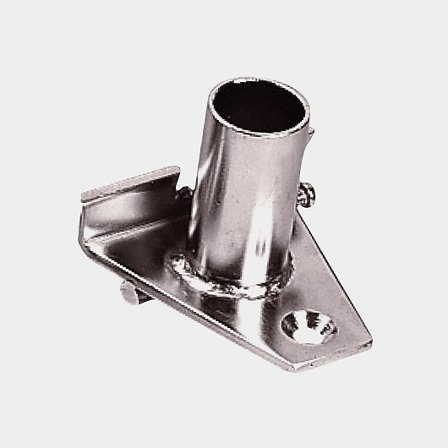 Ræling fod til relingslist Nordic med 12 mm teakdæk, Ø25.4 mm, rustfrit stål, lige