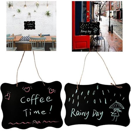 Sett med 2 Krittavler for Oppheng Skifer Tavle Veggtavle Svart Kan Skrives På Begge Sider for Oppheng Kjøkkenvegg