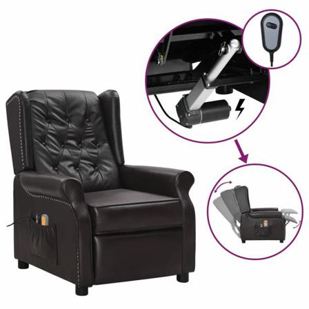 Vidaxl Elektrisk Massagefåtölj Brun Glansig Konstläder Brun
