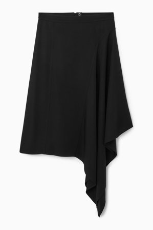 COS Femme Jupe Midi Asymétrique Drapée in Noir