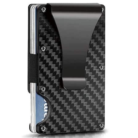 Kortholder i kulfiber, RFID-beskyttelse, tyverisikring i metal, enkel tegnebog til mænd - den bedste gave til mænd