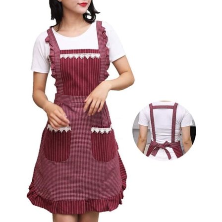 Søt forkle for kvinner med lommer, komfortabelt kjøkkenforkle, Per