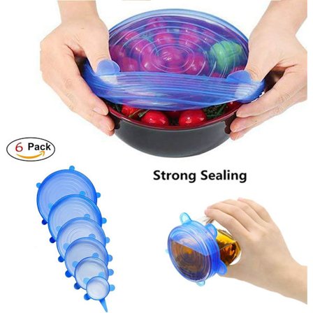 Silikon stretch lock 6-pack olika storlekar skål lock Återanvändbara mat gummi elastiska lock omslag