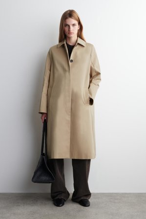 COS Women's Classic Cotton Long Car Coat in Beige