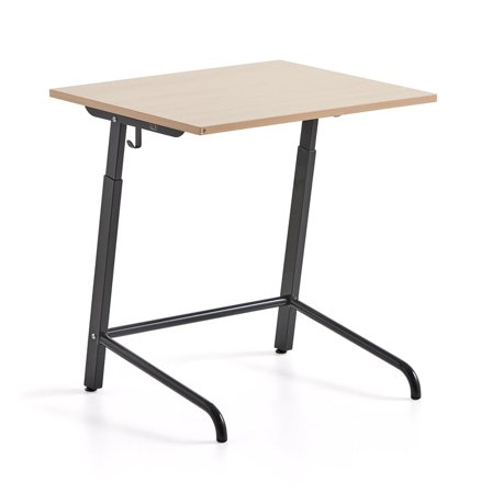 School desk AXIOM, high pressure laminate, anthracite grey/birch