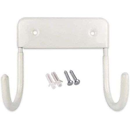 Vægmonteret Strygebræt Holder og Organizer med 2 Stærke Kroge Hvid
