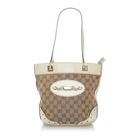 Gucci Vintage, Pre -owned GG Canvas Punch Tote Bag Bruin, Dames, Maat:ONE Size