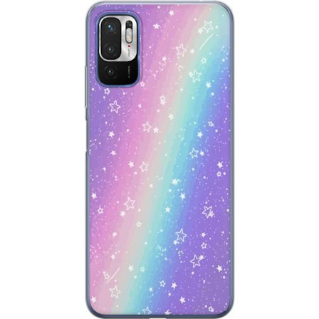 Kompatibelt Mobildeksel til Xiaomi Redmi Note 10 5G Rainbow-farget pastellbakgrunn med hvite stjerner og gnistrende prikker i myk overgang